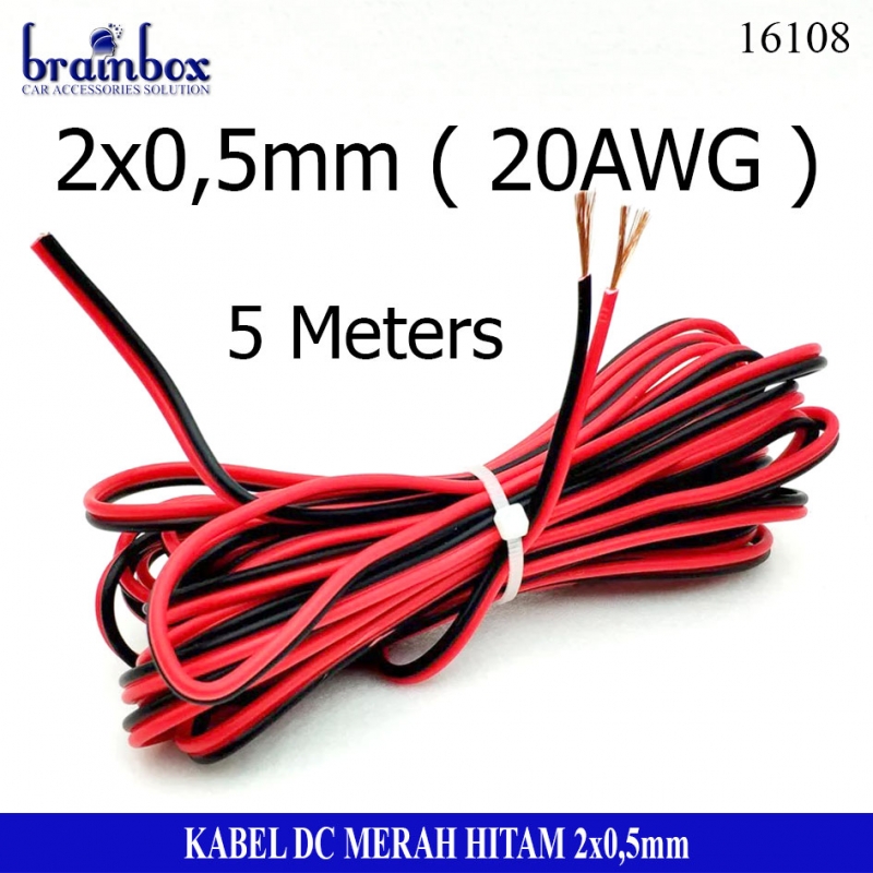 Kabel DC Merah Hitam 0,5mm 20AWG LED Cable Kabel Mobil